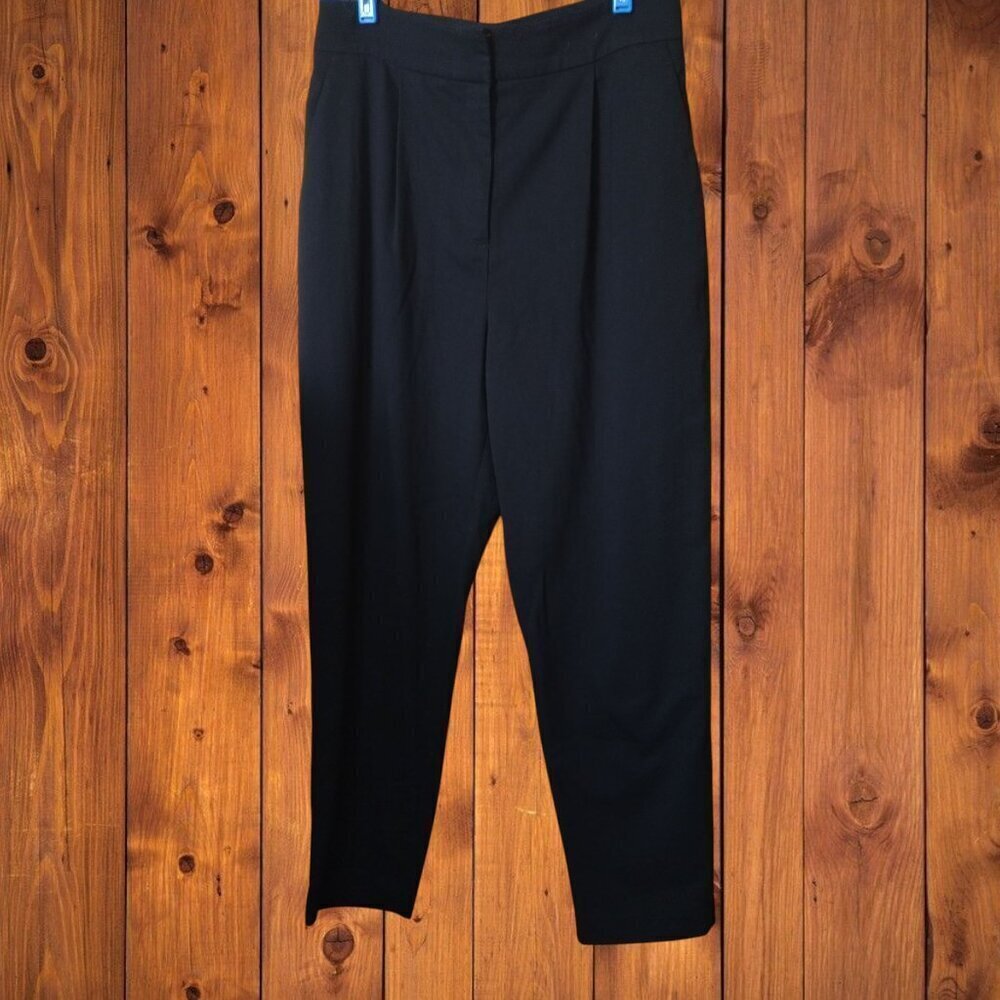 H&M Size 8 Black Pleated Straight Leg Dress Pants Slacks Office Career Classic